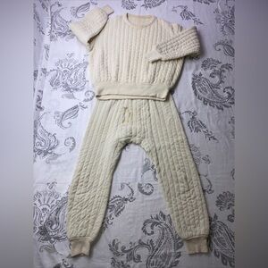 Vintage 1960s IC Penny‎ Pullover
Thermal Insulated Crewneck Top
&Bottom Small